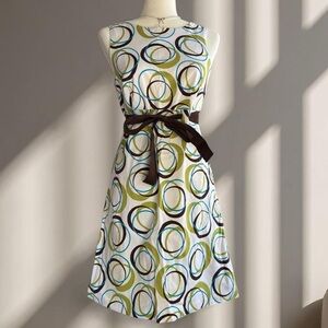 Jessica Howard Sleeveless Midi Dress in White, Green & Brown